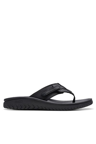 CLARKS Men's Flip-Flops black CLARKS-26176988 BLACK LEATHER