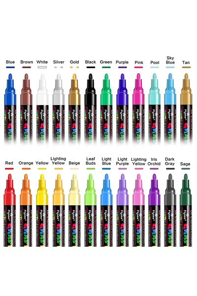 Choice 24colors 12/18/24Pcs/Set Acrylic Graffiti Marker for Fabric, Canvas, Rock, Glass, Wood, Medium Tip,