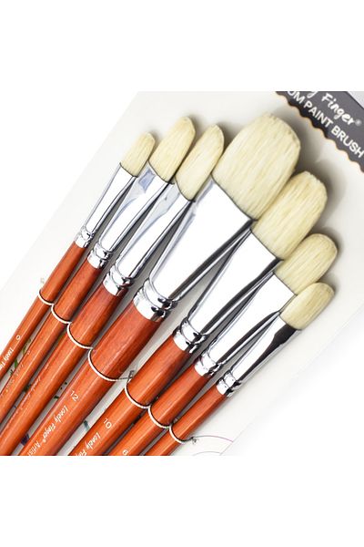 Choice 7pcs Bristle 7pcs Premium Anti-Shedding Natural Hog Bristle Paint Brush Set with Long Wood Handles -