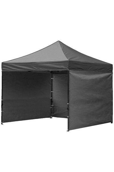 SERSIMO Pavilion tent with 3 side walls, solid steel structure, 3x3 m with adjustable height, gray