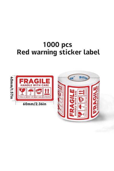 Choice Red SINMARK 1000Pcs Fragile Warning Stickers Box Shipping Label English Fragile Products Label Handl