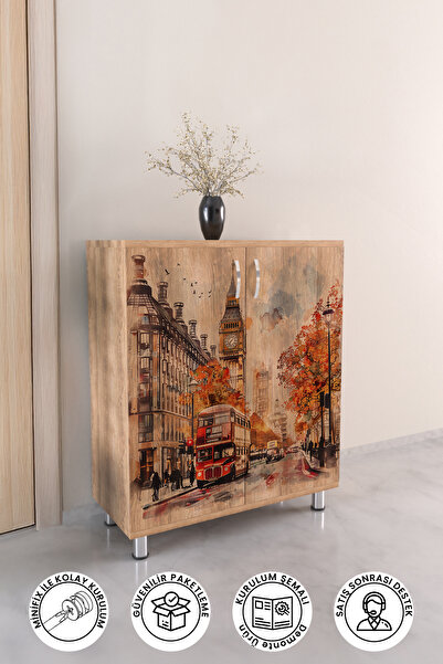 hediye kapında London 4 Raflı Çok Amaçlı Ayakkabı Dolabı Antre Hol Ayakkabılık