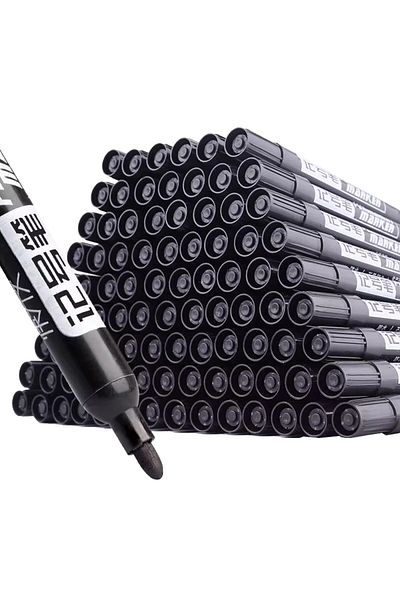 Choice 10 black A set of 10 large-tip black ink marker pens for non-erasable marking and notation