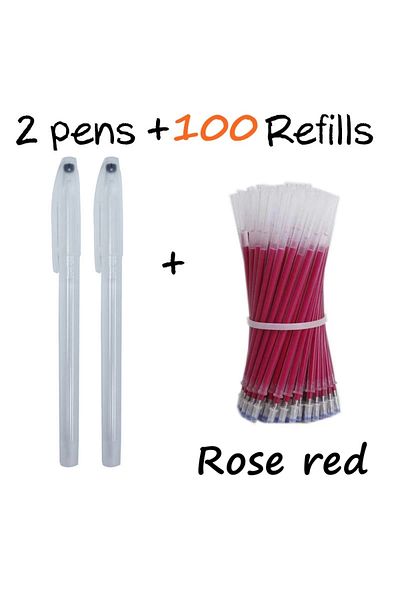 Choice 102Pcs Rose Red set 102Pcs/Set High Temperature Disappearing Erasable Gel Pen Refill Textile Fabric