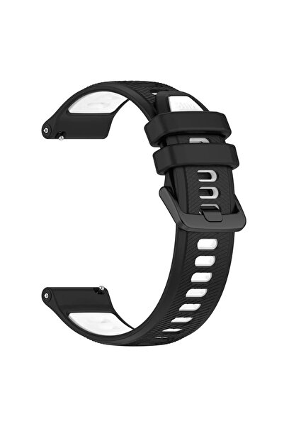Choice سوار ساعة سيليكون أسود أبيض مقاس 22 مم 20 مم لساعة TicWatch Pro 3 Ultr...