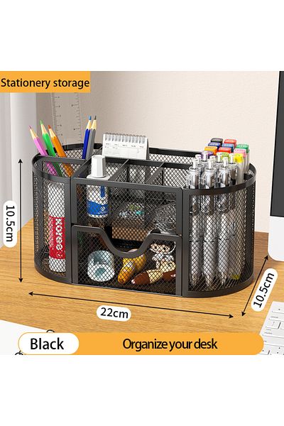 Choice Black-9 1PCS Desk Organizer Pen Holder MeshPencil Holder Large capacity MetalDesktop Storage Box for