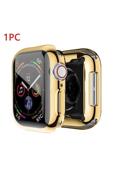 Choice 41mm Golden TPU Screen Protector Case for Apple Watch Series 9 8 7 SE 6 5 4 3 Bumper Cover Accessori