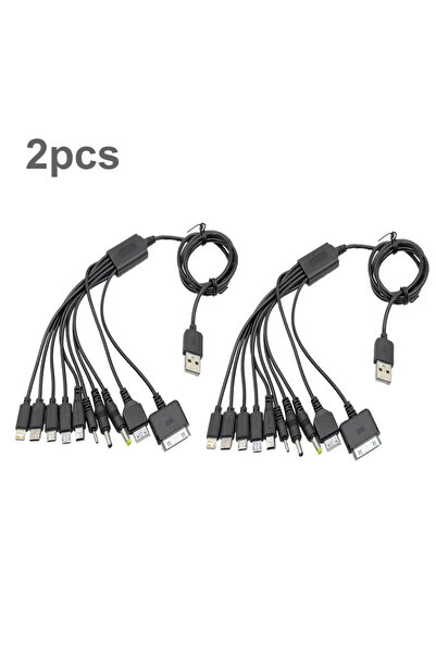 Choice كابل USB عالمي 10 في 1، أسود، قطعتين، كابل شحن متعدد متوافق مع العديد ...