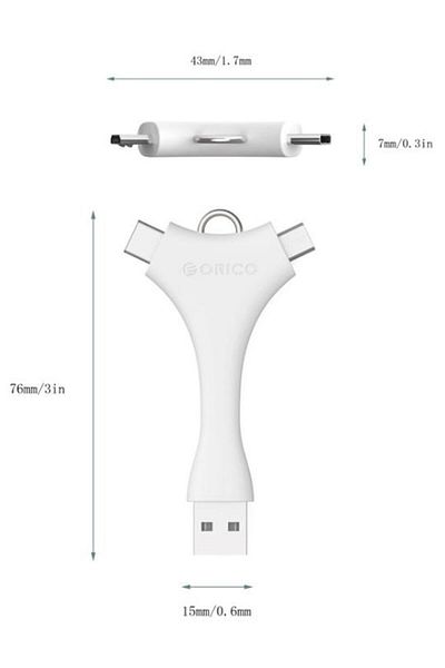 Orico Orico C1-WH adapter, 1x USB 2.0 - 1x USB-C/microUSB 2.0