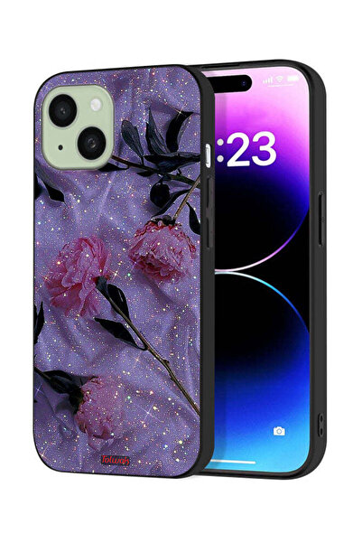 Tolwak غطاء حماية لجهاز آيفون 15 من آبل بنقشة ورود لامعة