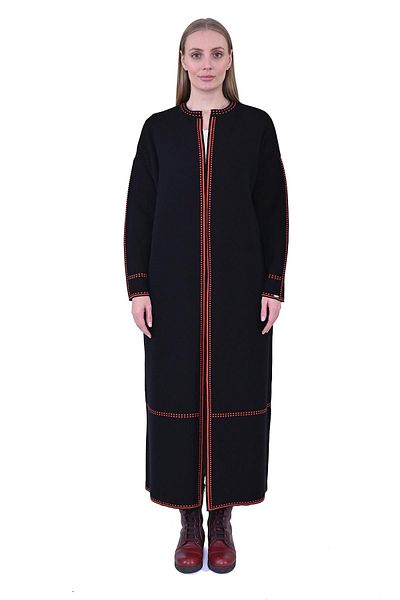 Invee 7083 Wool Blended Long Cardigan - Black