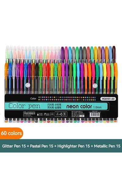 Choice 60Colors Pen 12-60Pcs Metallic Glitter Colors Gel Pens 100 Colored Refills Rod Stationery Highlighte