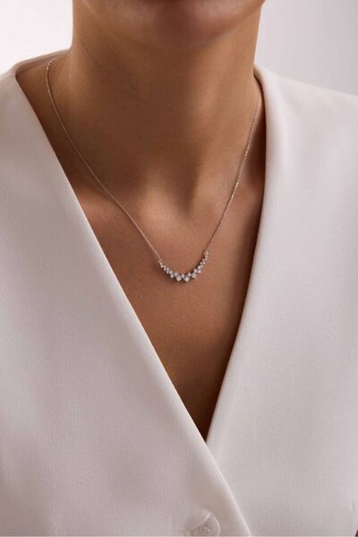 Sembol Gold Beyaz Altın Kolye Trendy Form NEW