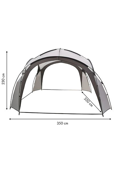 SERSIMO Garden pavilion 350x350x230 cm, fiberglass structure, waterproof polyester roof, gray and white