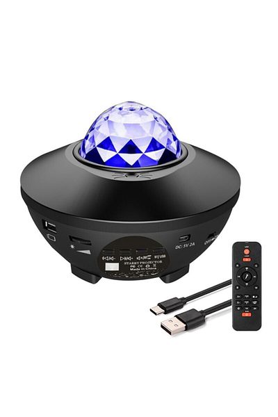 Choice Black Starry Projector Galaxy Night Light with Ocean Wave Music Speaker Sky Light Projector for Bedr
