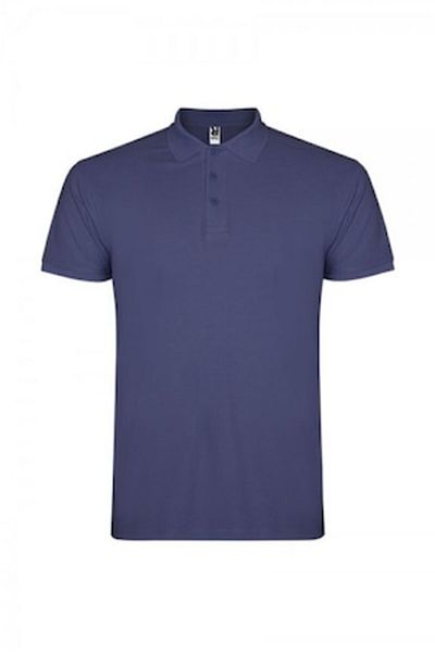 OEM Men's Polo T-Shirt with Short Sleeve, Cotton, Denim Color, Size 3XL