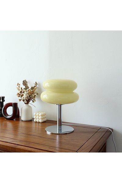 choice2 Cream color A USB Macaron Glass Table Lamp Trichromatic Dimming Living Room Atmosphere Lamps Eye Pro
