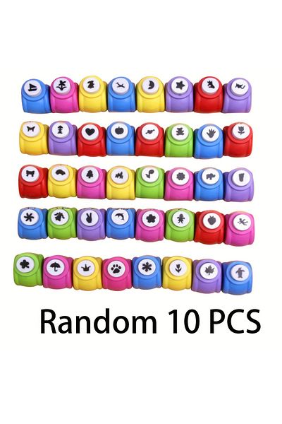 Choice 10pcsminiyahuasuiji Random 10 Piece Mini Embossing Punch Set, Mixed Colors, Creative Portable Paper