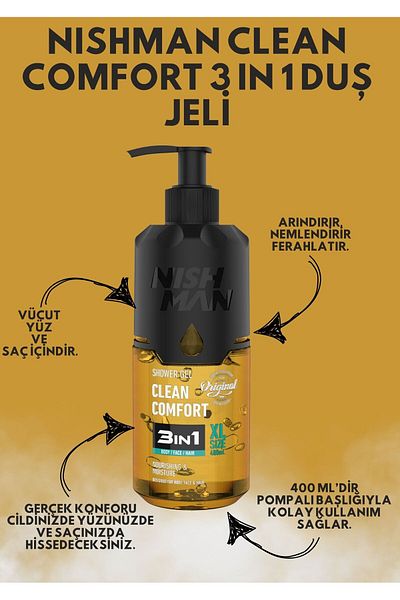 NISHMAN 3in1 Clean Comfort Shower Gel (480 ml)