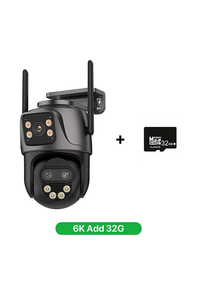 Choice EU Plug 6K Add 32G 6K 9MP HD IP Camera Outdoor Three-Lens External WiFi Camera 4K/2K Dual Screen Sec