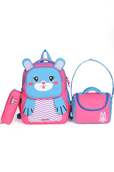 Wander Set de 3 genți de școală cu model tigru – ghiozdan pentru școala primară + cutie de prânz + suport pentru stilou