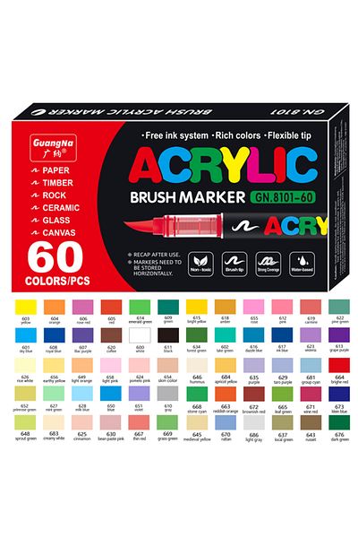 Choice 60 colors 12/24/36/72 Colors Acrylic Markers Brush Pens for Fabric Rock Painting Pen Stone Ceramic G
