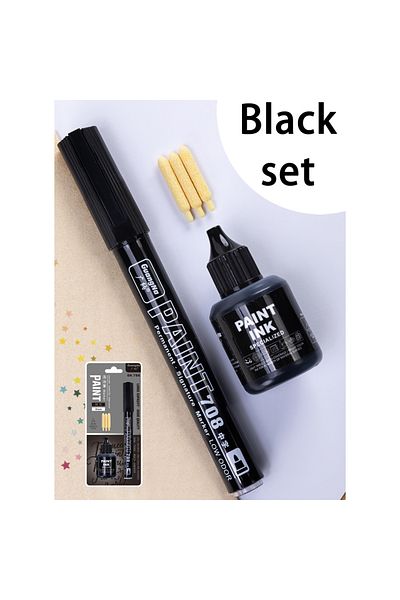 Choice Black set Metallic Paint Marker Pens with Ink Set Gold Silver White Permanent 2mm Art Markers for Ma