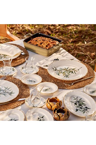 Bella Maison Olive Porcelain 26 Piece Breakfast Set for 6 People Green