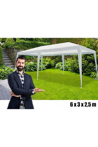 SERSIMO Garden pavilion tent, 600x300 cm, waterproof with UV resistance, white