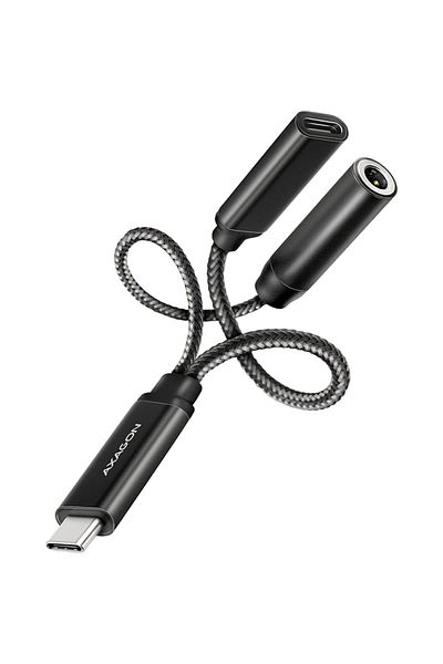 Axagon Adaptor audio Axagon ADA-HCPD, Jack 3.5mm - USB-C, PD 60W, Negru