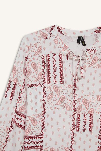 DeFacto Regular Fit Lace-Up Neckline Floral Print Long Sleeve Blouse N1809Az25Sp