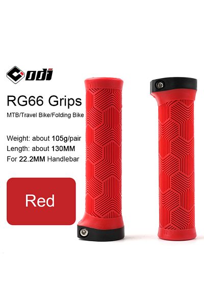 Choice RG66-Red ODI MTB Bicycle Grips Lock-on 22.2MM Rubber Handlebar Cover Comfortable Wing Shape Anti-sli