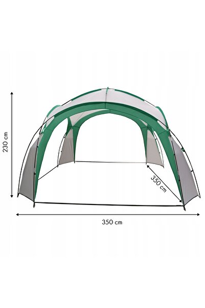SERSIMO Pavilion gradina 350x350x230 cm, structura fibra sticla, acoperis poliester impermeabil, verde alb