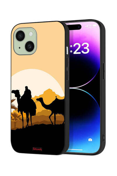 Tolwak غطاء حماية لجهاز آيفون 15 من آبل، رسمة جمال في الصحراء