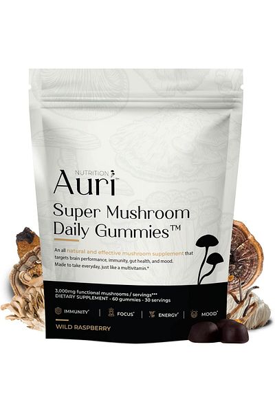 NUTRITION AURI Auri Super Mushroom Gummies Boost Your Immunity, Focus, Energy, Mood - 60 Gummies