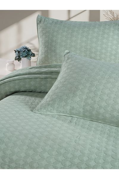 BED LİNE Elvira Bedspread Set Double Mint Boxed