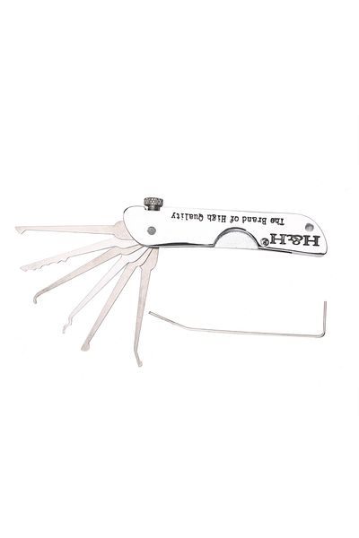 Choice Silver Practice Lock Lock Picking Set Foldable 7 in 1 Stainless Steel Lock Pick Set with Wrench Comp