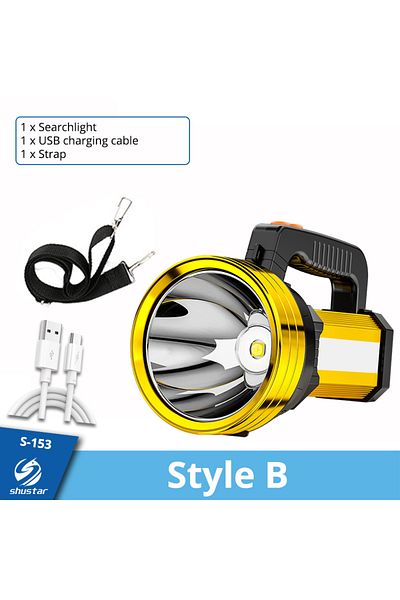 Choice Style B Powerful Spotlight Searchlight Flashlight Large Capacity Lithium Battery Rechargeable Lamp W
