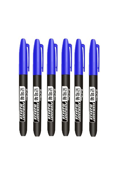 Choice 6 Blue Set 6 PCS Permanent Marker Pen Manga Drawing Markers Black Blue Red Waterproof Ink Sketch Pen