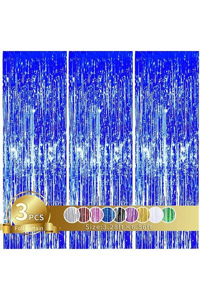 Choice 3pcs 3.28x6.56FT CY614-6 3Pcs, Backdrop Metallic Streamers Gold Foil Fringe Curtains for Birthday,Ch