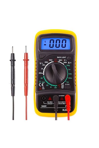 OEM Digital Multimeter XL830L, DC/AC, Transistor, OHM, Diode Test, Data Hold, Black-Yellow