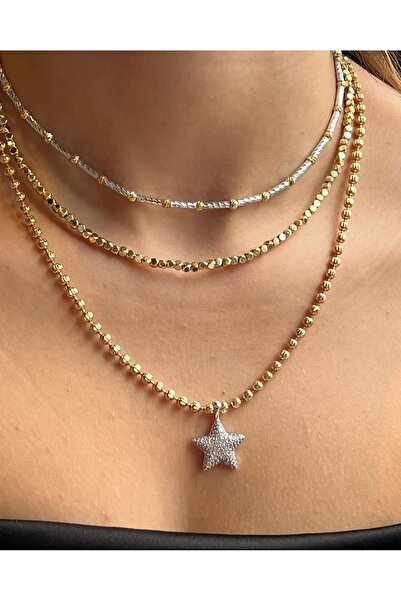 mibrillo قلادة مكونة من 3 قطع مع تفاصيل نجمة دوريكال
