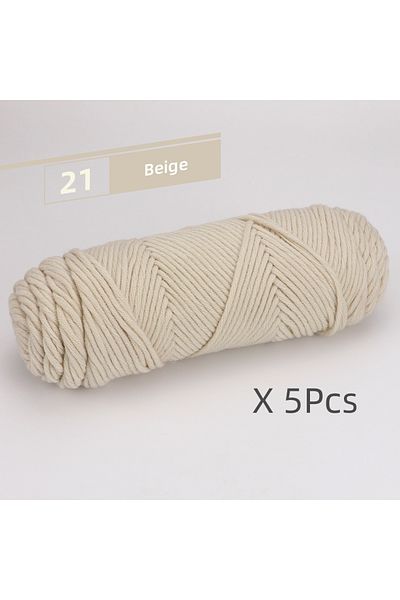 Choice 21 Beige 5 Pcs Cotton Select Yarn 17.63oz/500g, Light Worsted Thick Yarn For Knitting Baby Wool Croc