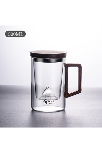 Choice1 كوب شاي زجاجي عالي الجودة من زجاج البوروسيليكات سعة 500 مل بمقبض خشبي...