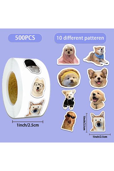 Choice 500PCS 500PCS Creative Dog Roll Stickers, Envelope Sealing Stickers, Phone Cases, Water Cups Decorat