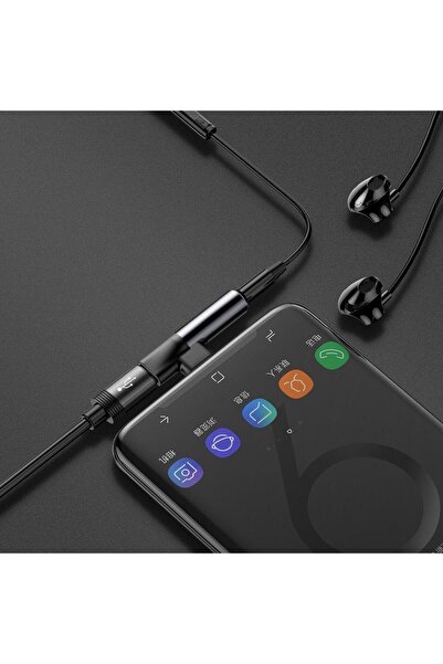 Baseus Adaptor Baseus L41, USB Type-C - USB Type-C / Jack 3.5mm Black (Negru)