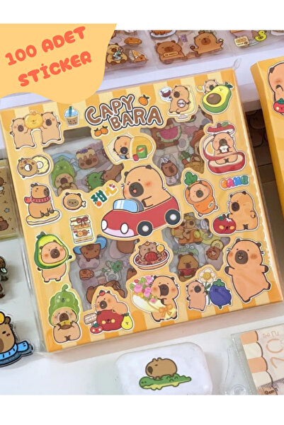 ALLStore Capybara (KAPİBARA) 100 Adet Sticker Seti - Ajanda Defter Telefon La...