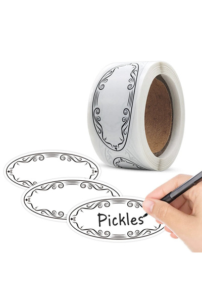 Choice1 1 لفة (150 قطعة) 150 قطعة ملصقات بيضاوية فارغة حاويات الطعام أو الجرا...