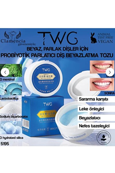 twg كلامينسيا بودرة تبييض الأسنان بالبروبيوتيك 50 جرام
