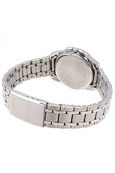 Casio Ladies Black Analog Dial Stainless Steel Band Watch